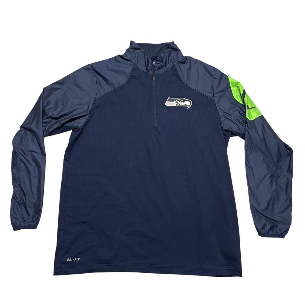 Nike Seattle Seahawks On Field Dri-FIT 1/4 Zip Pullover Jacket Mens Large NFL